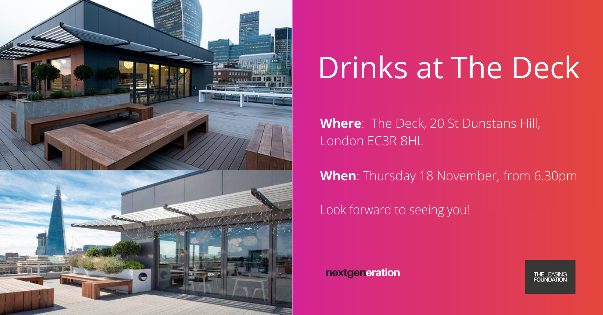 Drinks at The Deck, 18 November, from 6.30pm